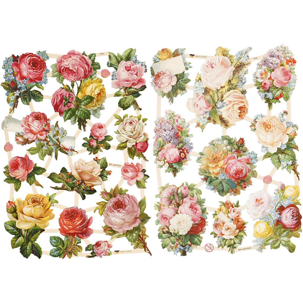 Bokmärken Rosor rosa 16,5 x 23,5 cm 2 ark