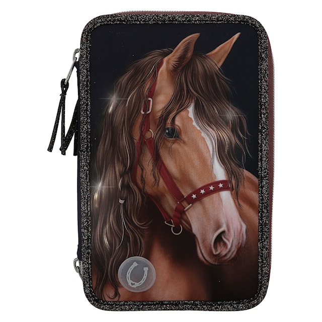 Produktbilde 5 for Miss Melody Trippel pennal med LED GLITTER HORSE