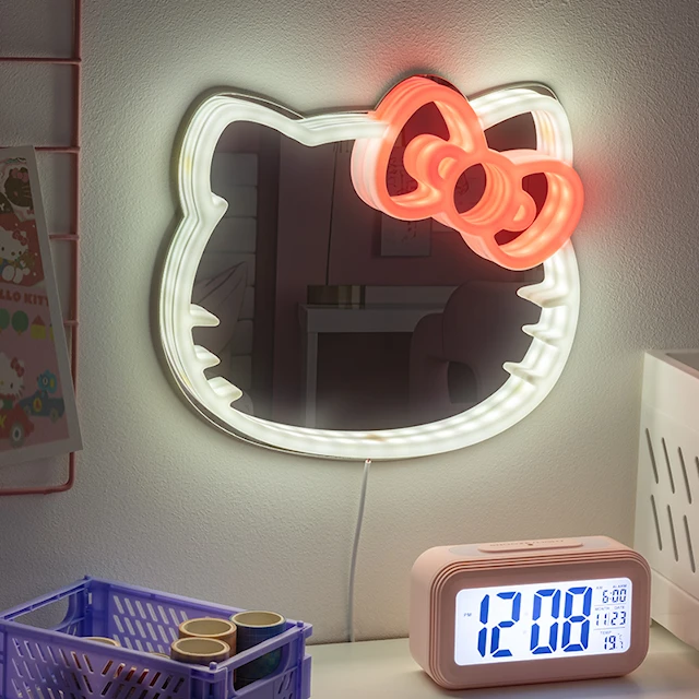 Hello Kitty Seinälle Kiinnitettävä LED Neon Peili Paladone