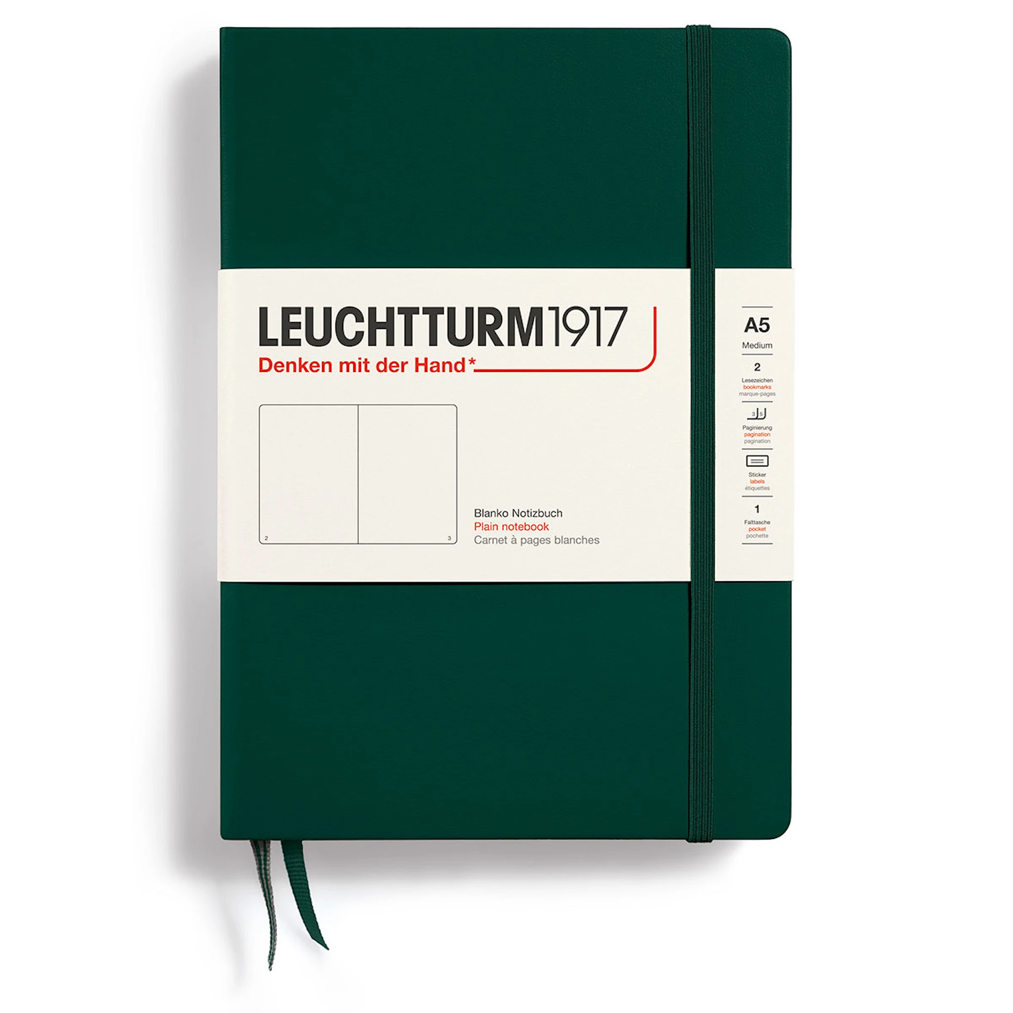 Produktbild för Anteckningsbok A5 Hard Olinjerad Forest Green Leuchtturm1917