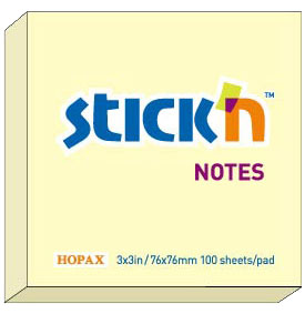 Notisblock Gul 76x76 mm Stick'n