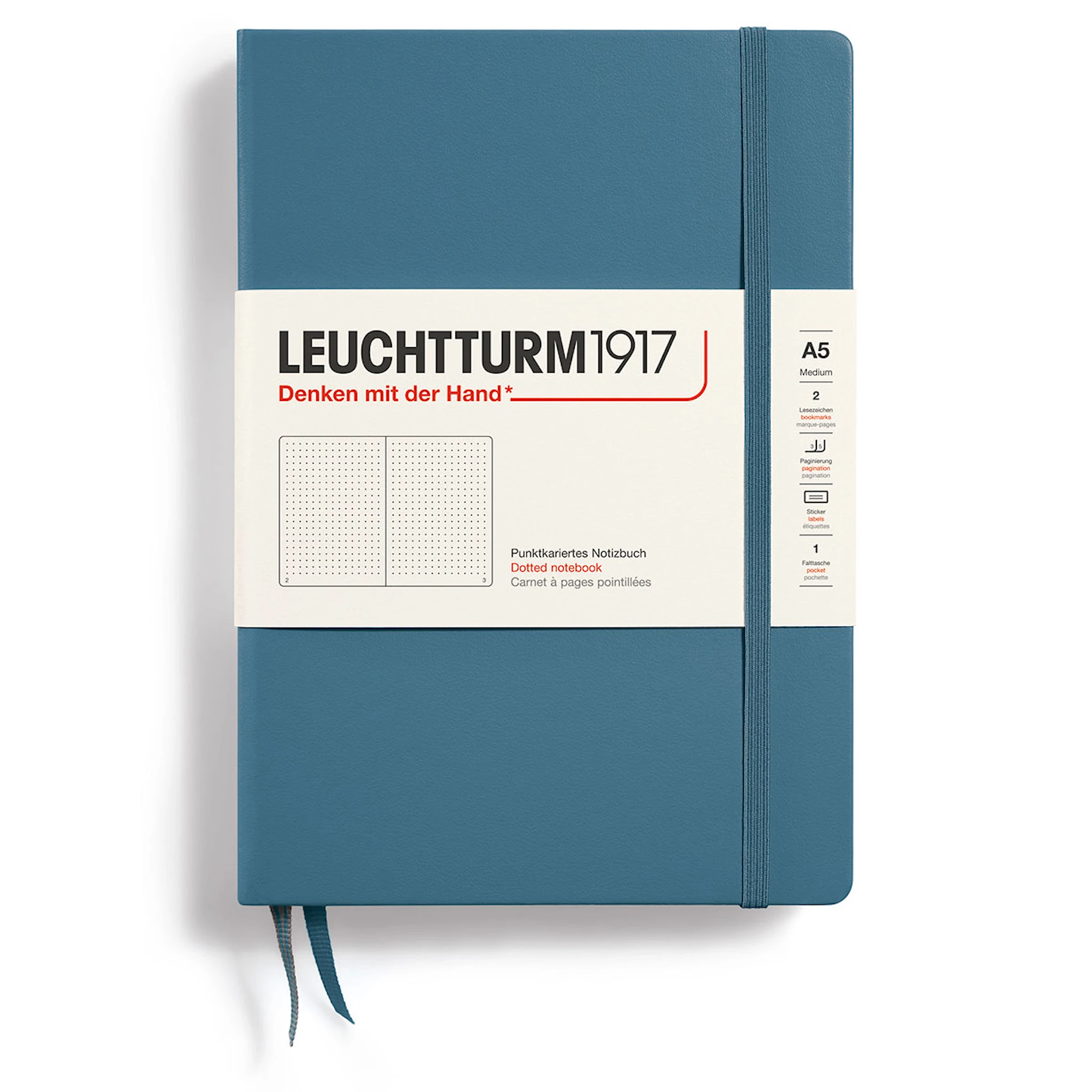 Produktbilde for Notatbok A5 Hard Prikket Steinsblå Leuchtturm1917