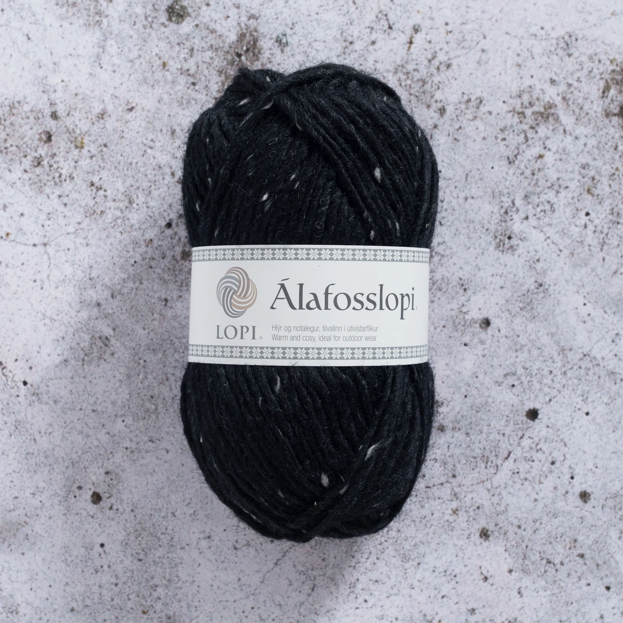 Produktbild för Álafosslopi Garn Ull 100 g Svart tweed Istex (9975)