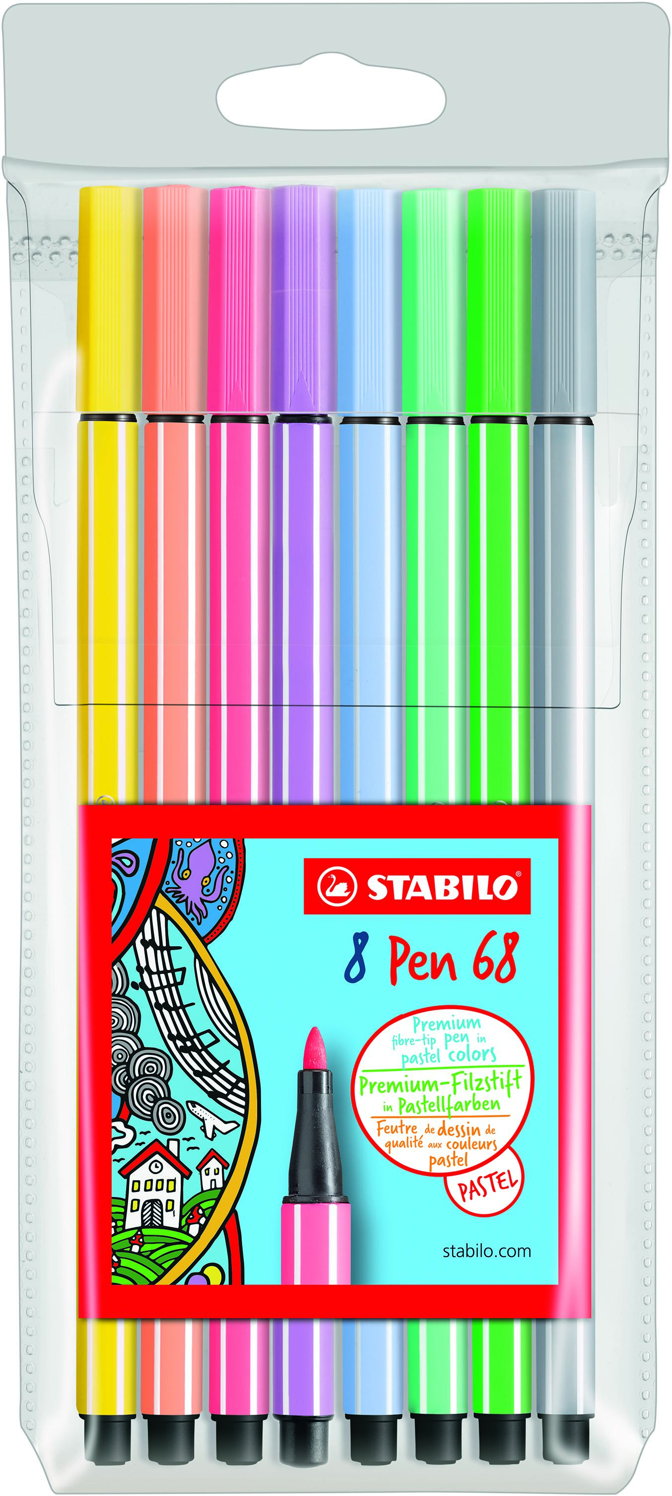 Pen 68 Fiberpenna Pastell 8-pack STABILO