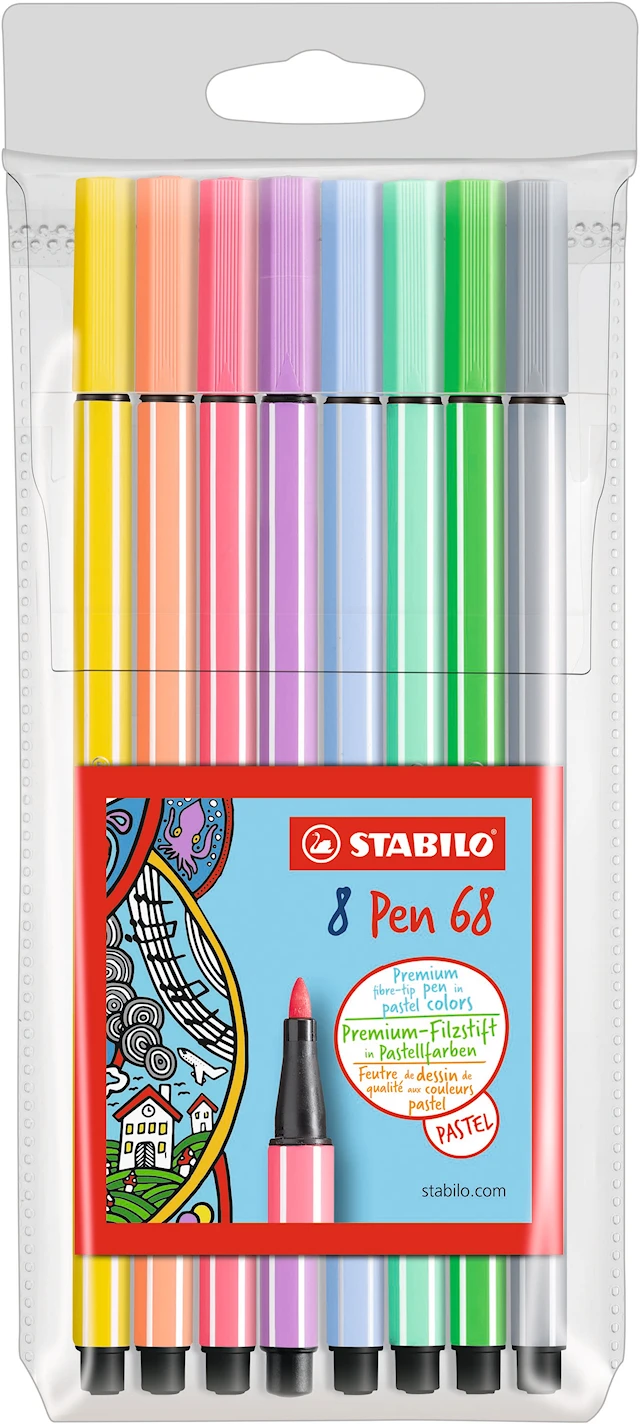 Pen 68 Fiberpenna Pastell 8-pack STABILO