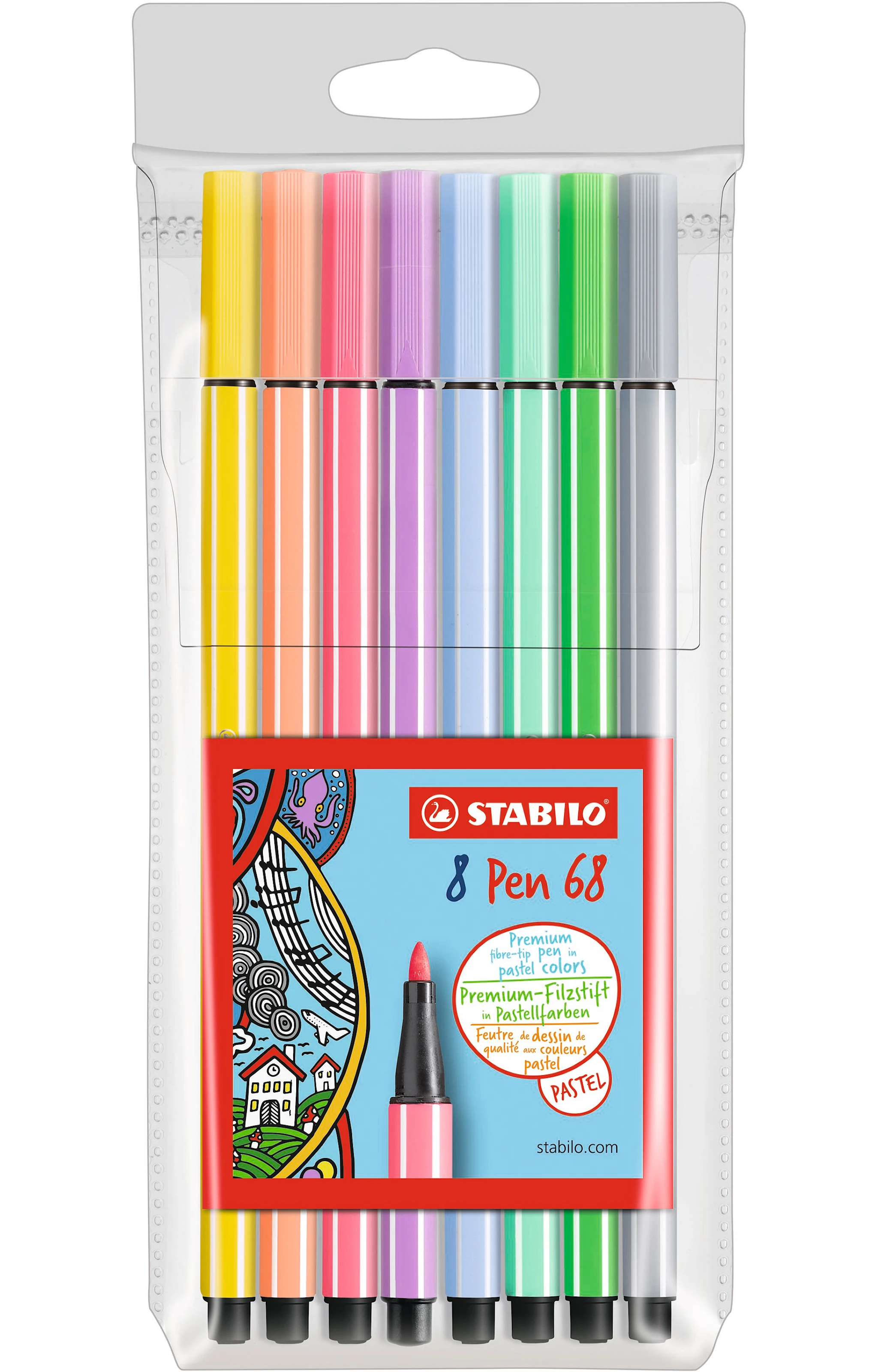 Tuotekuva ille Ritpennor Fiberpenna STABILO Pen 68, 8/fp pastell