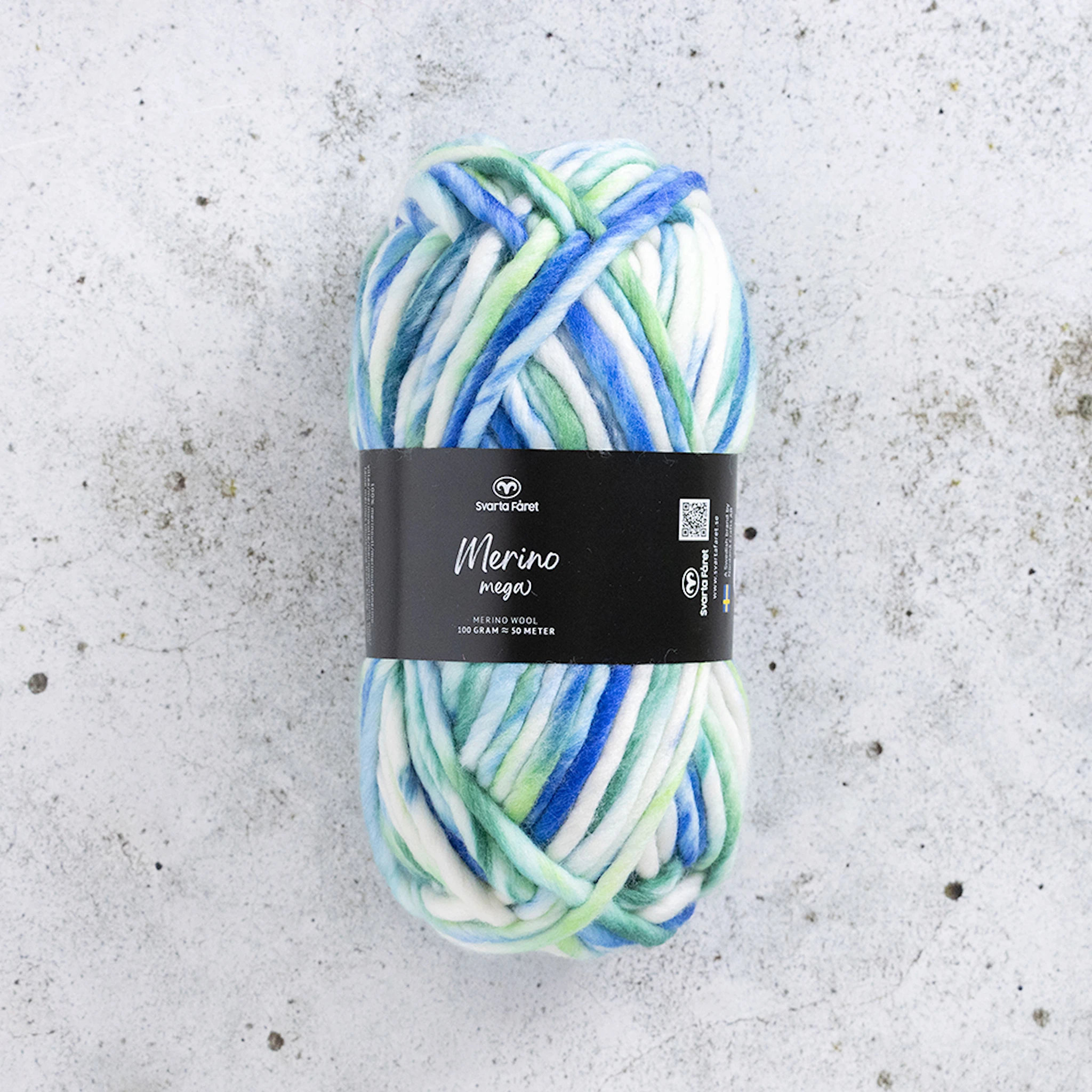 Produktbilde for Merino Mega Merino garn 100 gr 4Blue Lagoon 04 Svarta Fåret