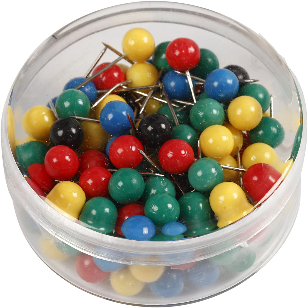 Kartnålar mixade färger 17 mm 100-pack