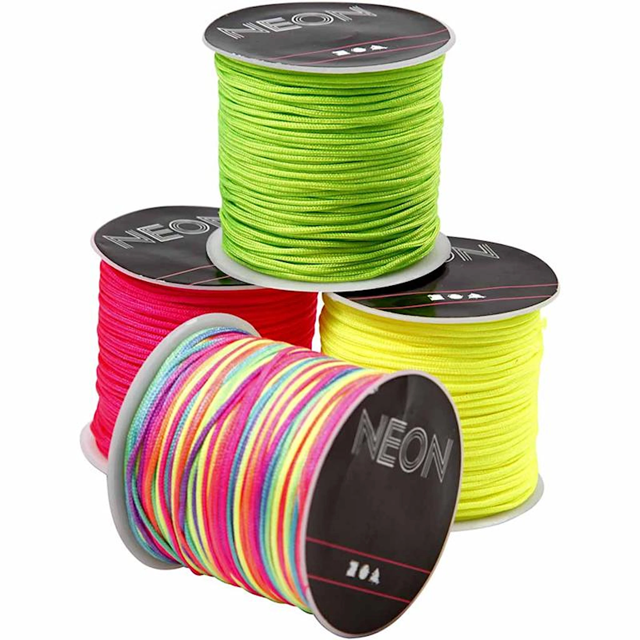 Produktbilde for Knyttesnor, tykkelse 1 mm, neon grønn, neon pink, neon gul, neonmix, 8x28 m/ 1 pk.