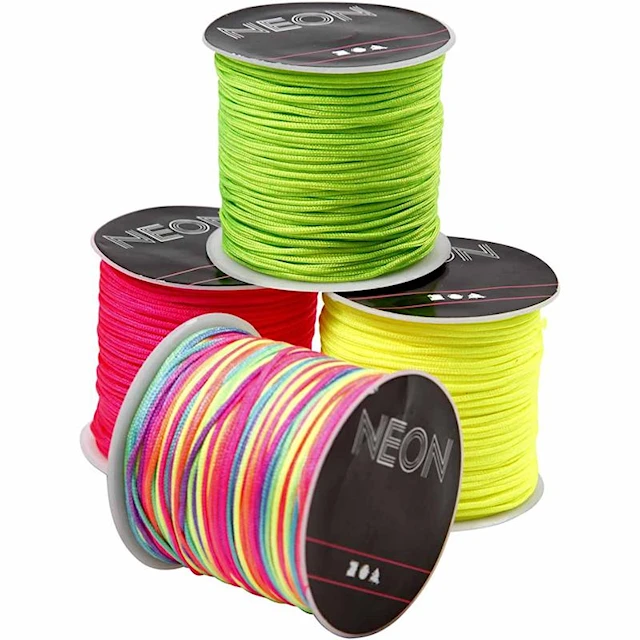 Makramé Knytsnöre 1 mm x 28 m Neonfärger 8 st