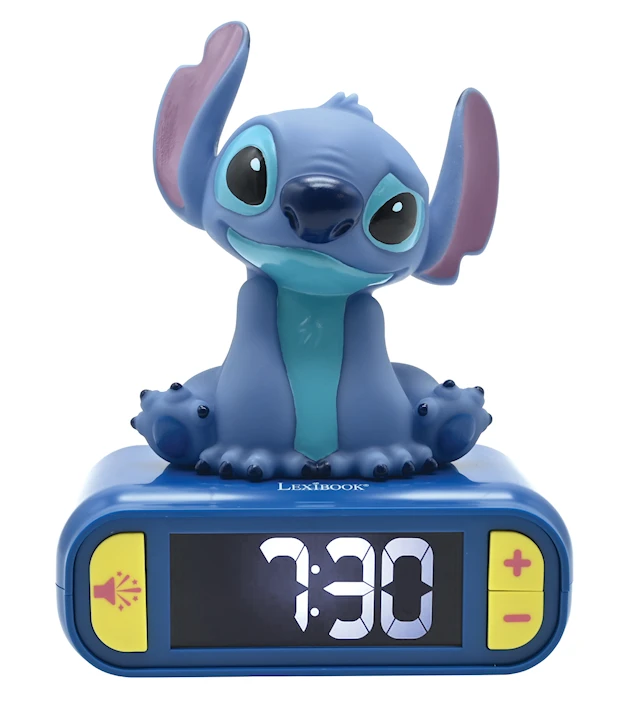 Disney Stitch -herätyskello yövalolla ja äänellä