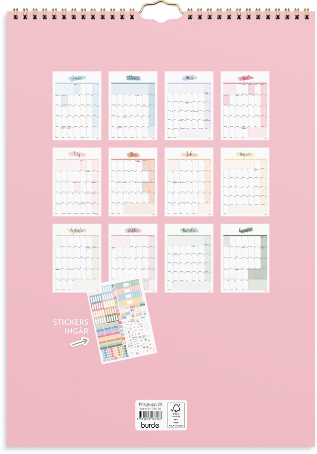 Tuotekuva 4 - Väggkalender 2026 A3 Life Organizer Burde
