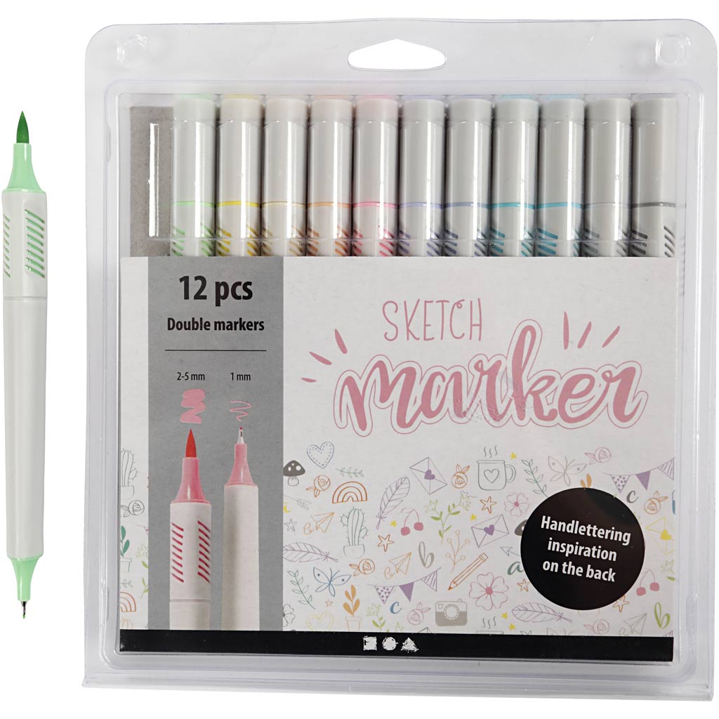 Sketch Marker Dubbelspets Pastellfärger 12-pack