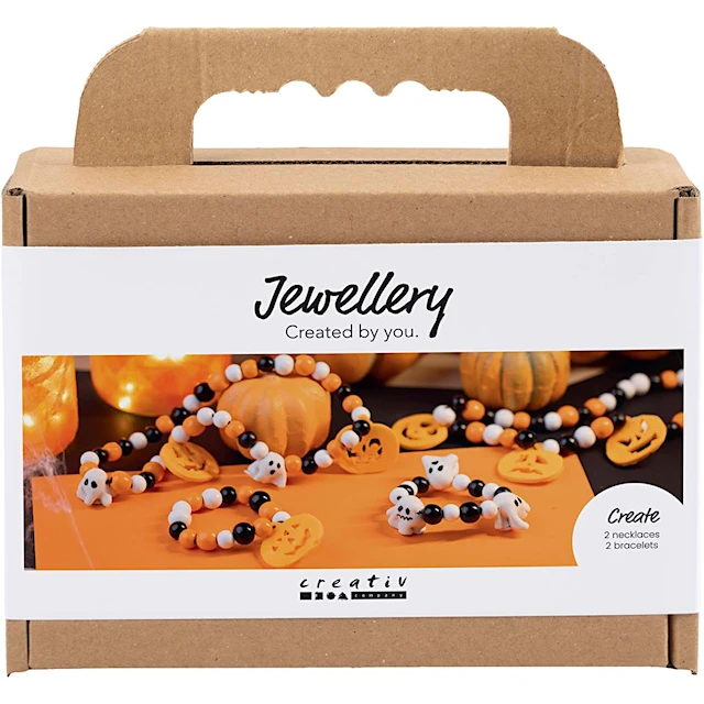 Askartelusetti Mini Korut, Kaulakoru ja rannekoru, halloweenvärit, 1 pkk/ 1 pkt
