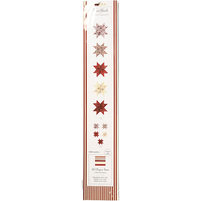 Produktbilde 10 for Stjernestrimler, L: 44+78 cm, dia. 6,5+11,5 cm, B: 15+25 mm, rød, hvit, 60 strimler/ 1 pk.
