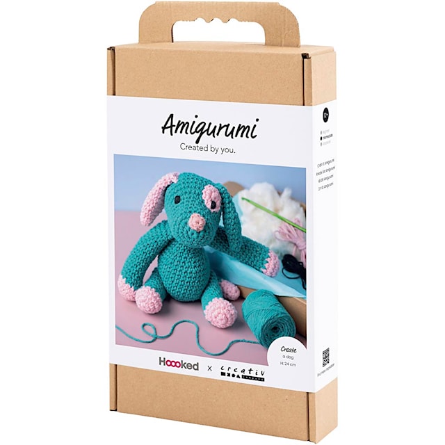 Tuotekuva 3 - Askartelusetti Amigurumi , Koiranpentu, pastellinpinkki, tumma turk., 1 pkk/ 1 pkt