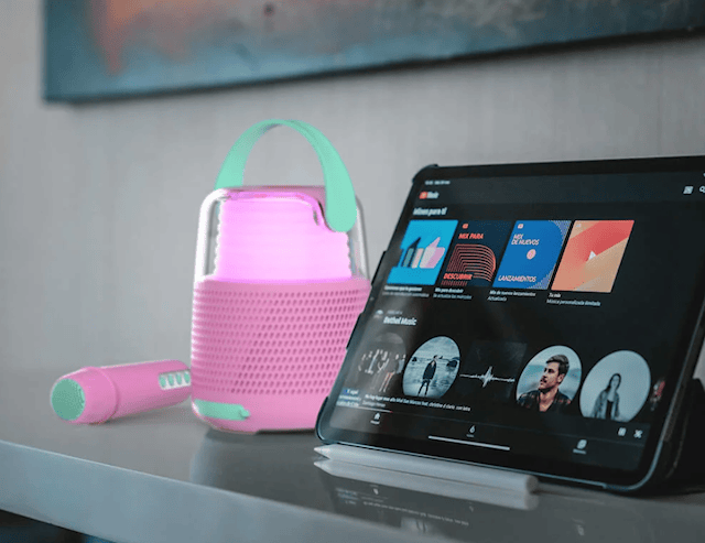 Produktbild 3 för Högtalare Karaoke Kit LED Rosa