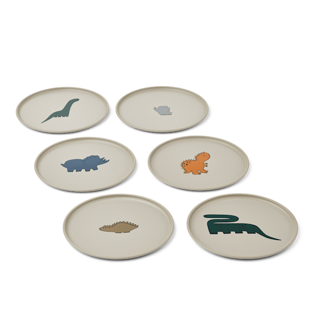Produktbild 2 för Remco Barntallrik 6-Pack Dinosaurs / Mist Liewood