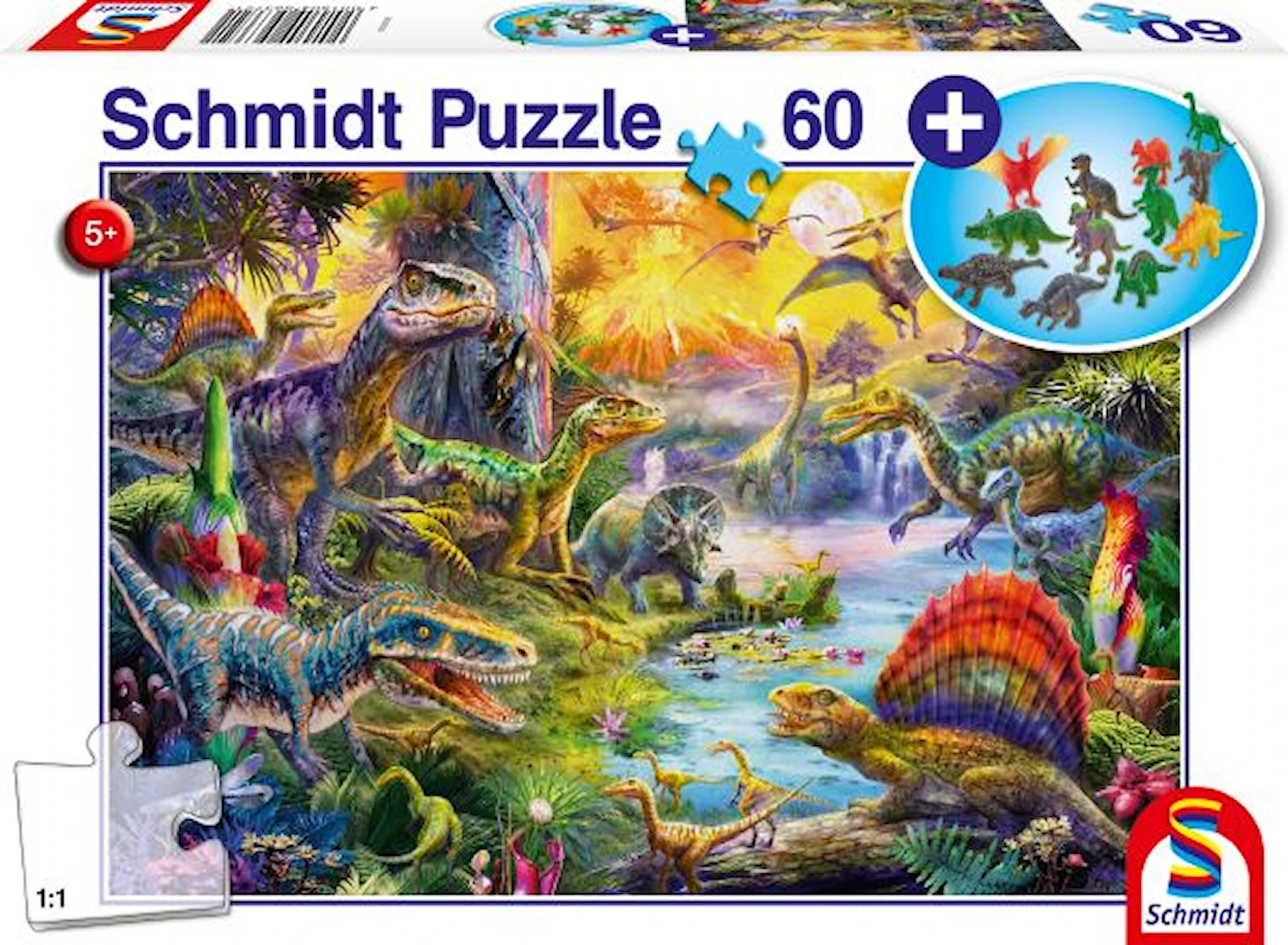 Tuotekuva ille Dinosaurukset Palapeli & 12 hahmoa 60 palaa Schmidt