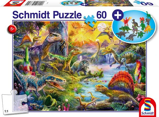 Dinosaurukset Palapeli & 12 hahmoa 60 palaa Schmidt