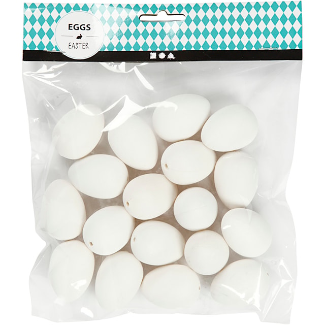 Produktbilde 1 for Egg, H: 4 cm, dia. 2,5 cm, hvit, 18 stk./ 1 pk.