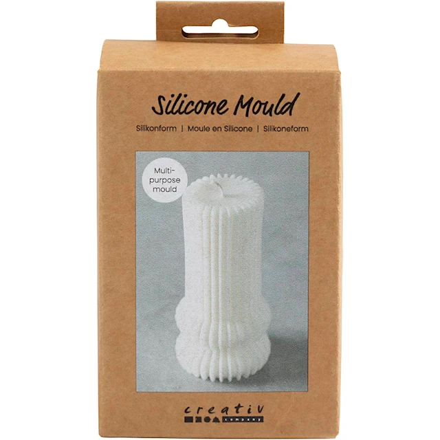 Silikonimuotti, Kaareva sylinteri urilla, Kork. 12,5 cm, halk. 6 cm, 1 kpl/ 1 pkt