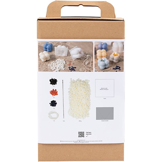 Tuotekuva 4 - Askartelusetti Kynttilän Teko, Kuplakynttilä soijavahasta, beige, vaaleansininen, kerma, 1 pkk/ 1 pkt