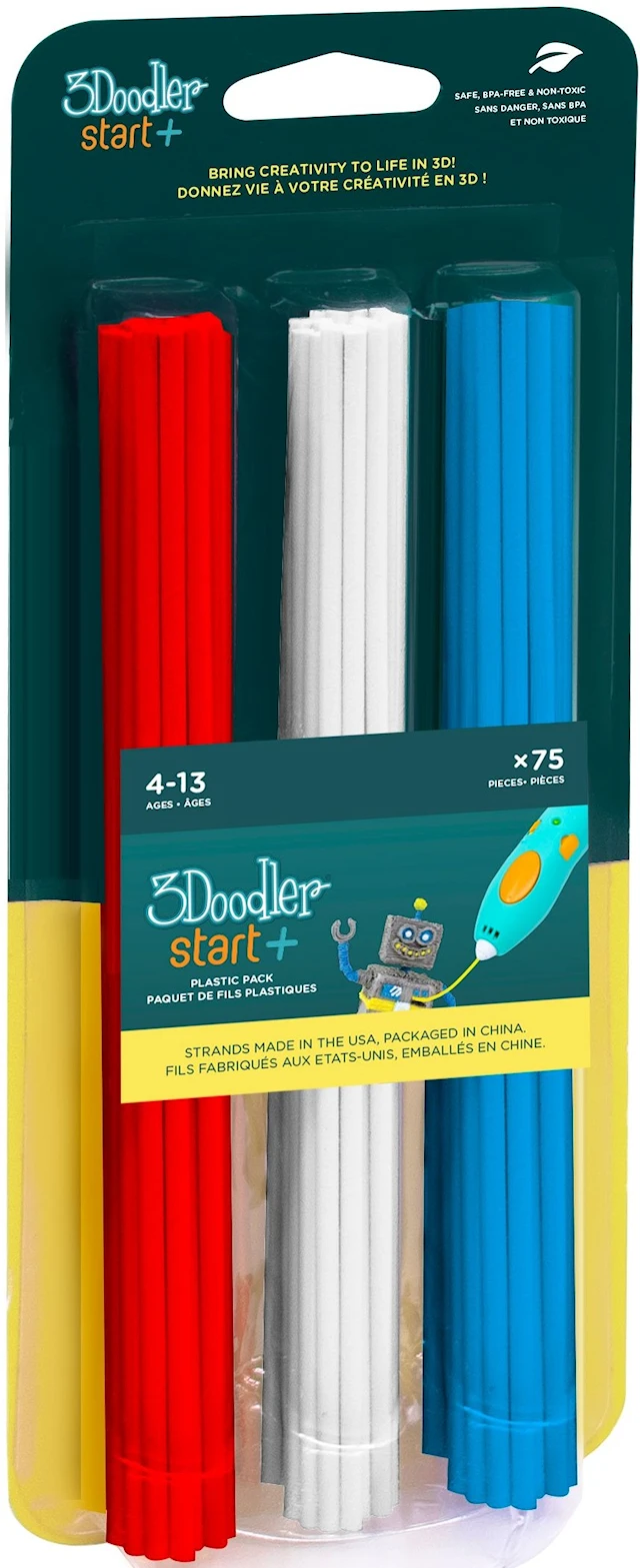 3Doodler START+ Mix1 75-pakkauksessa Punainen/Valkoinen/Sininen