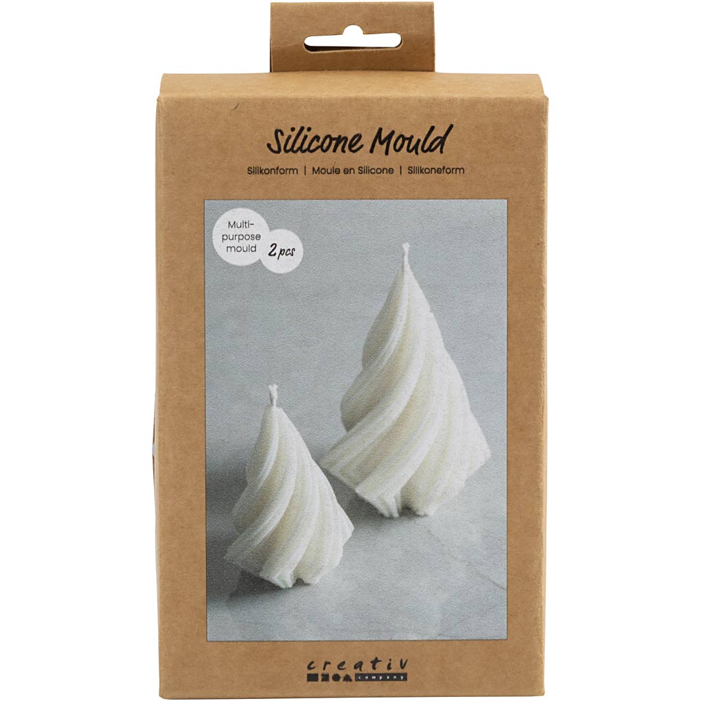 Silikonform f&ouml;r gjutning Julgranar h&ouml;jd 8 + 11 cm 2-pack Creativ Company