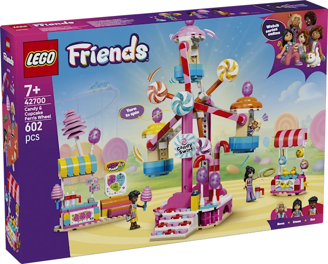 Karkkien ja kuppikakkujen koristama maailmanpyörä LEGO® Friends (42700)