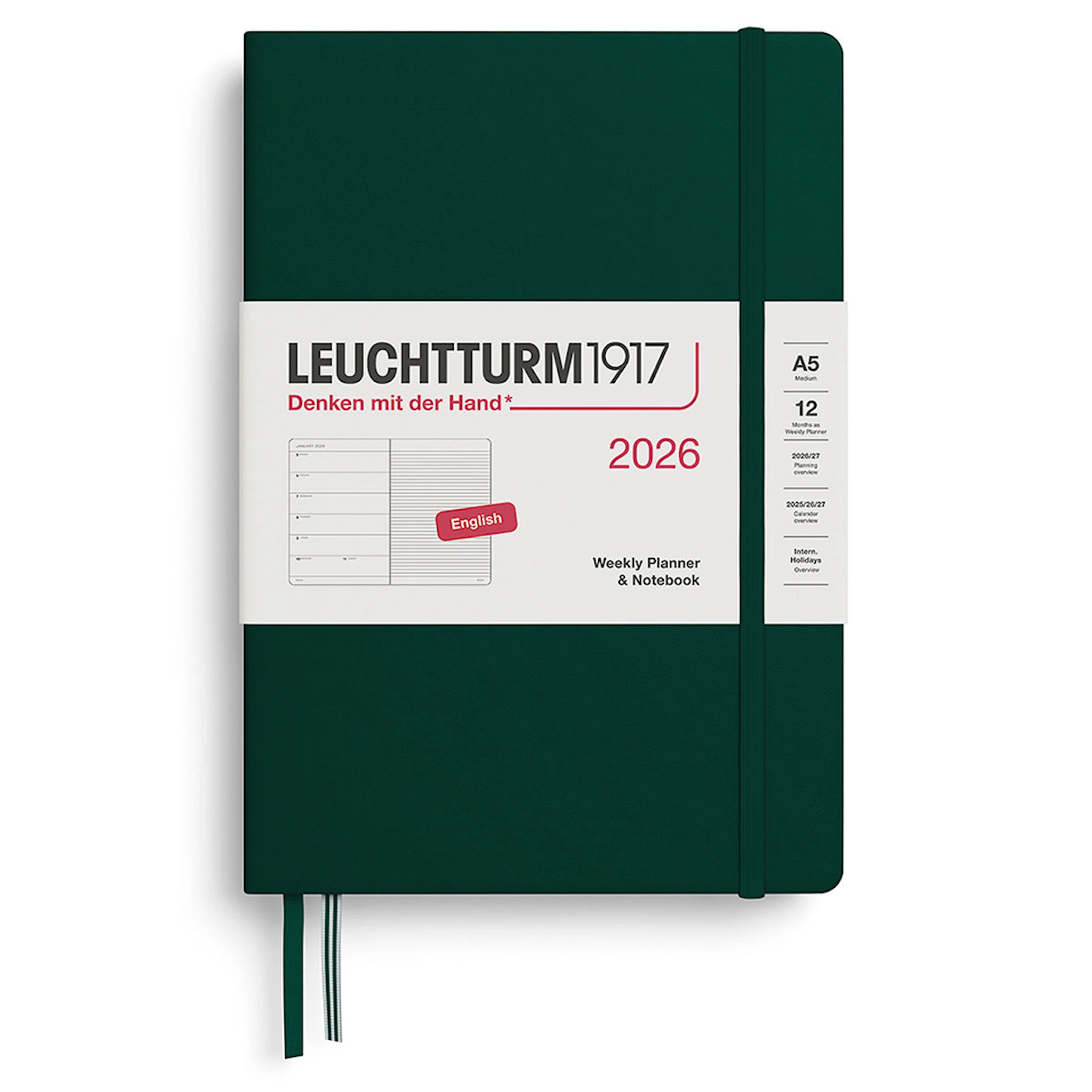 Tuotekuva ille Weekly Planner & Notebook 2026 A5 Forest Green Leuchtturm1917