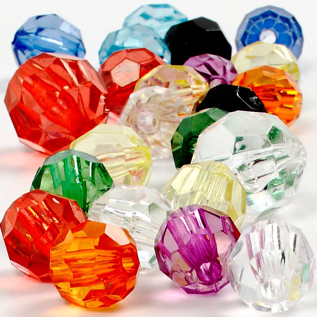 Plastpärlor Facetterade 10-12-16 mm 125 ml