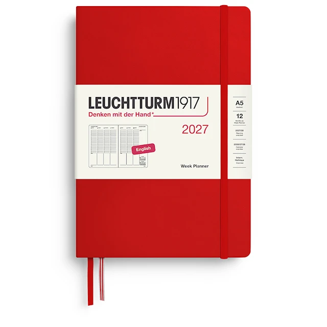 Week PLANNER 2027 A5 Hard Cherry Leuchtturm1917