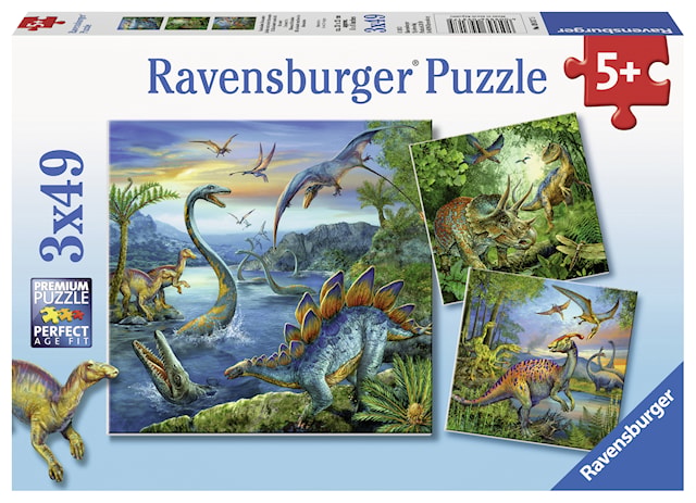 Produktbild 1 för Dinosaur Fascination, Pussel, 3x49 bitar, Ravensburger