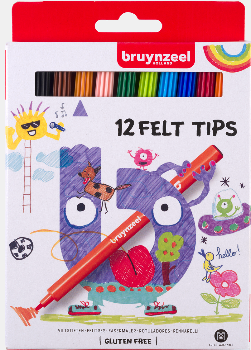 Fiberspetspennor barn 12-pack Bruynzeel