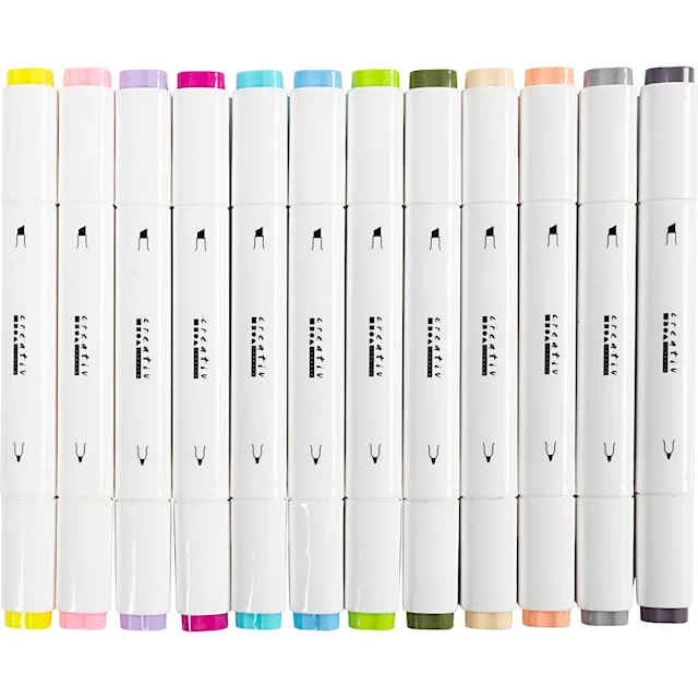 Markers Illustration Pastell Dubbelspets 12-pack Creativ Company