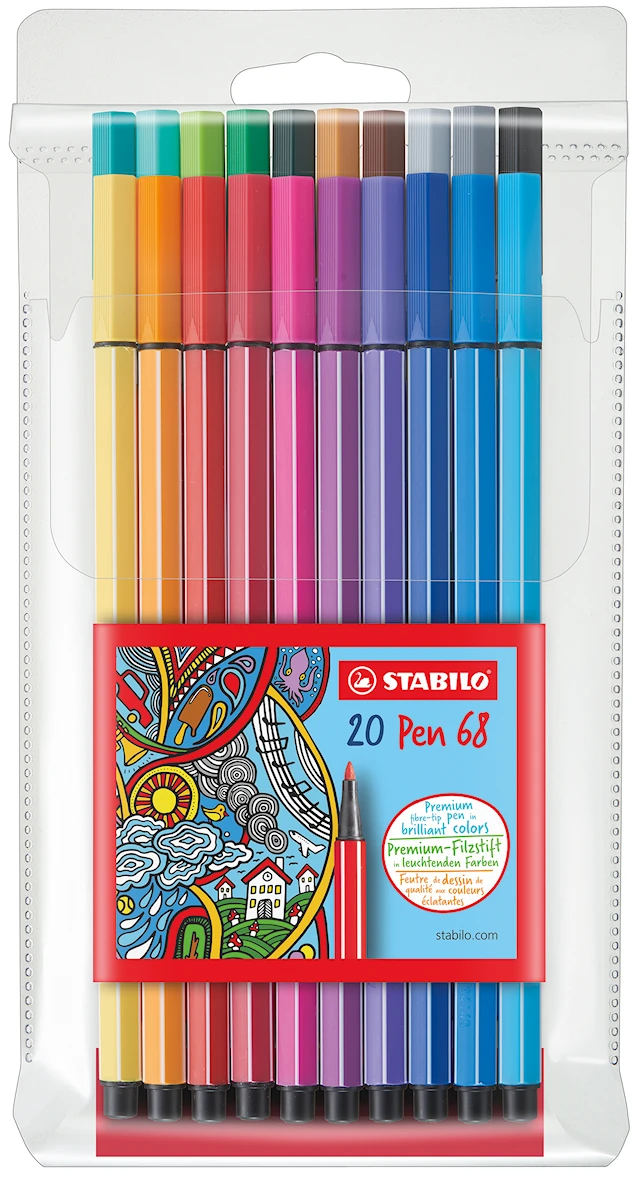 Pen 68 Fiberpenna 20-pack STABILO