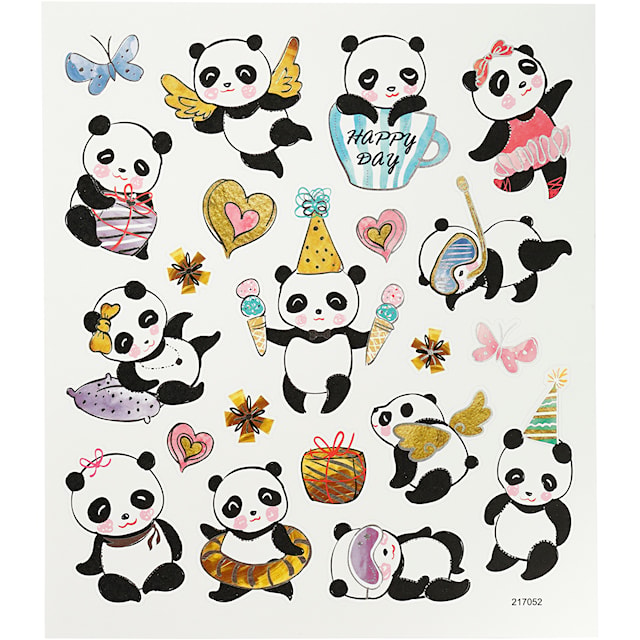 Produktbilde 1 for Klistremerker, pandaer, ark 15x16,5 cm, 1 ark