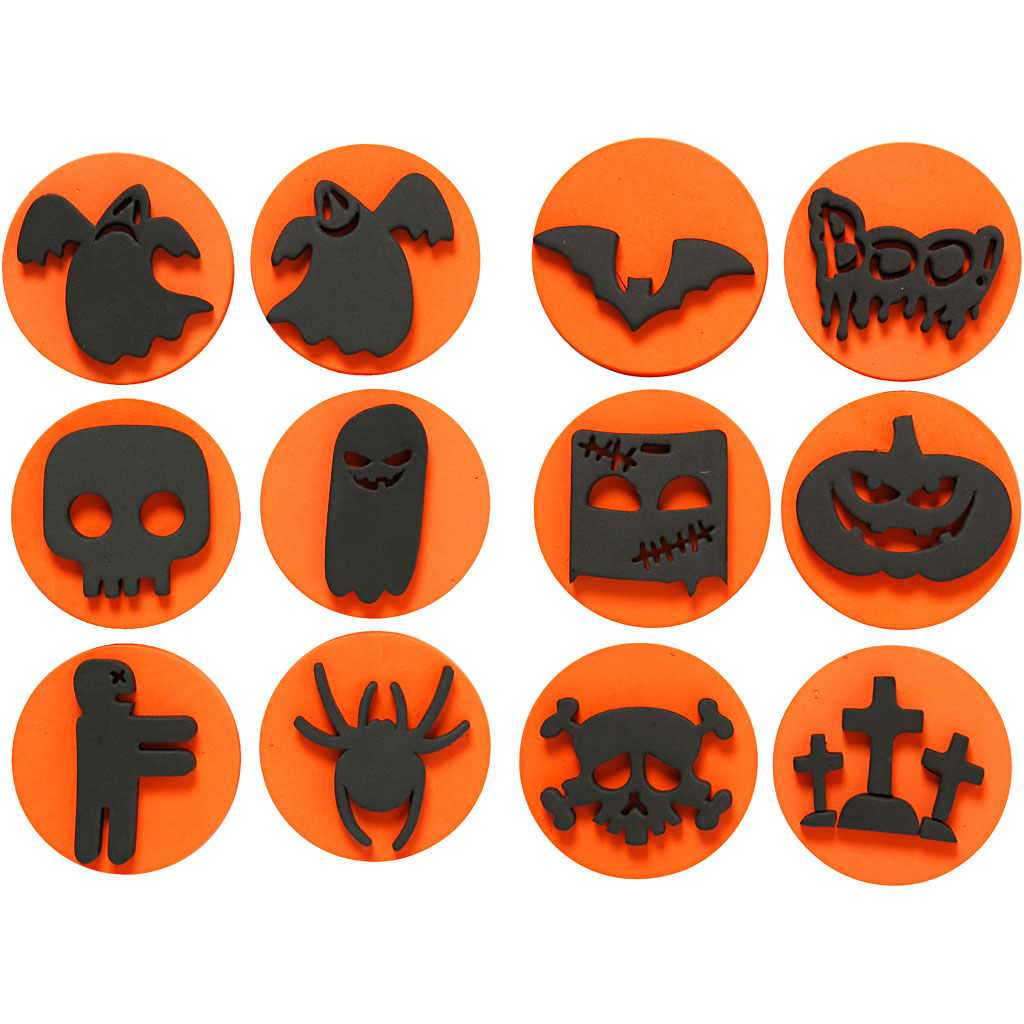 Skumstämplar Halloween 7,5 cm 12 olika motiv