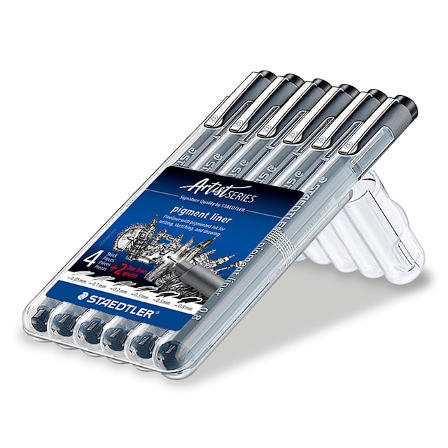 Tuotekuva 5 - Kuitukärkikynä Pigment Liner (6kpl) Staedtler