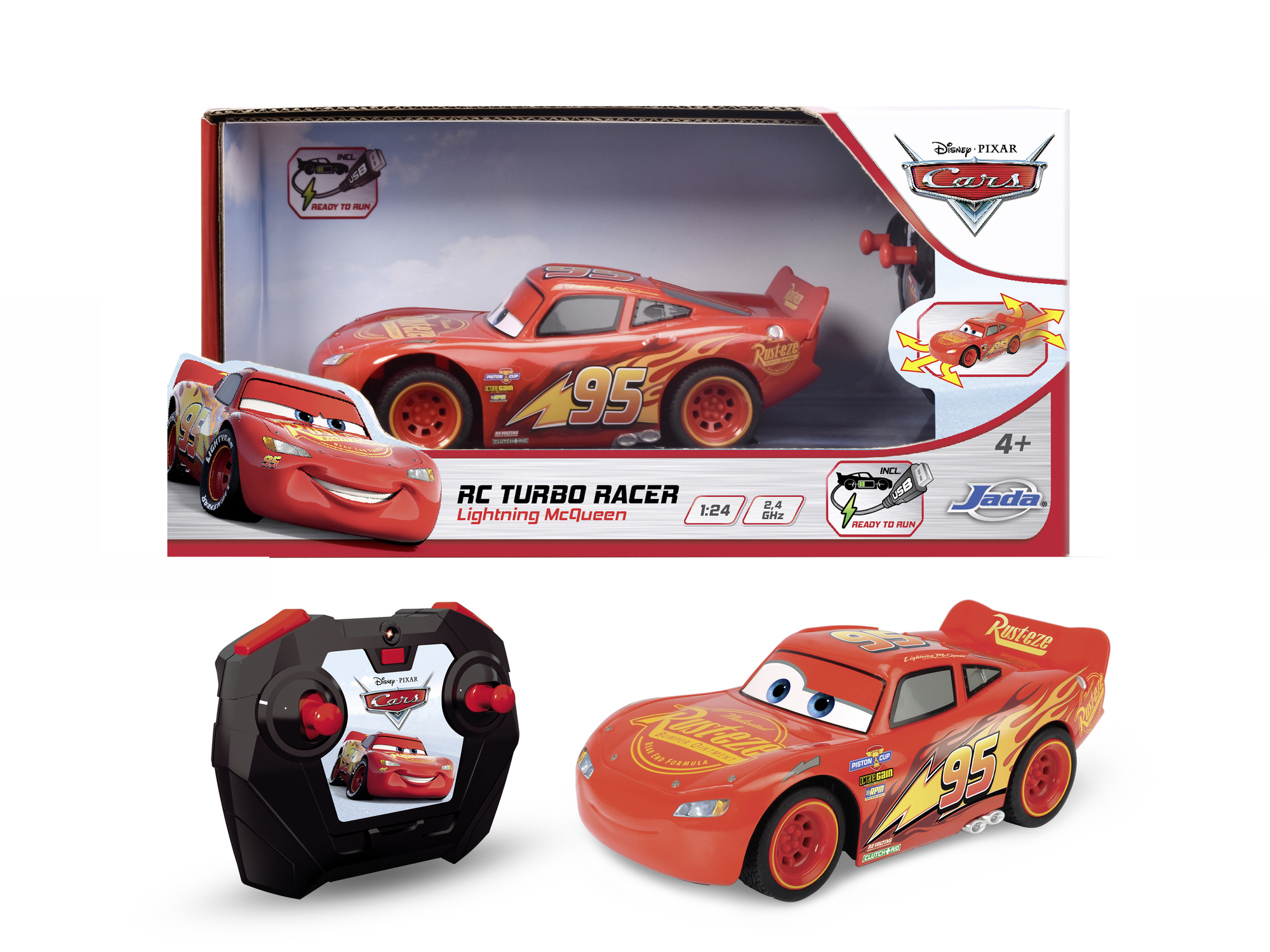 Disney Bilar Radiostyrd Blixten McQueen Turbo Racer 1:24
