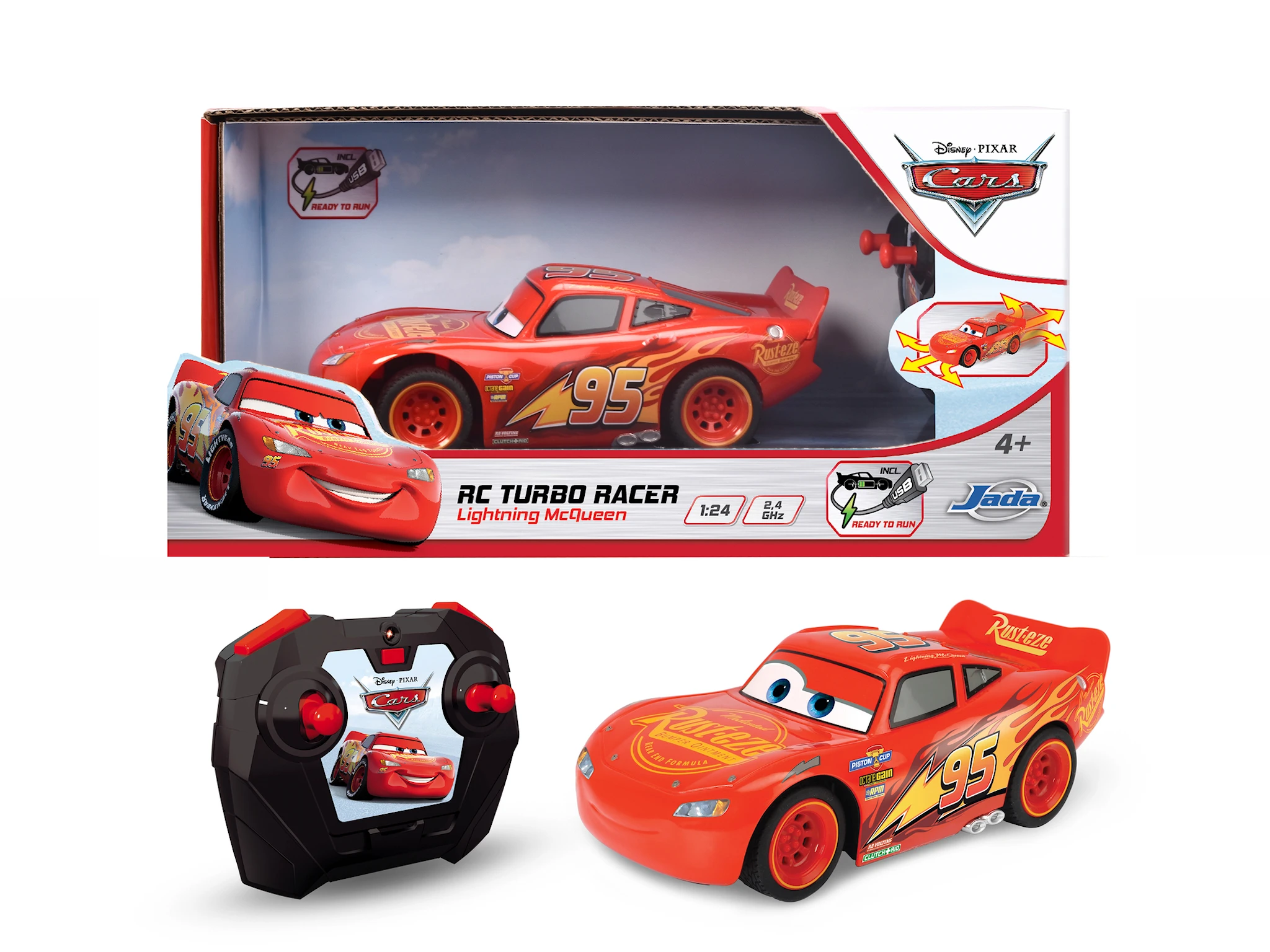 Produktbild för Disney Bilar Radiostyrd Blixten McQueen Turbo Racer 1:24