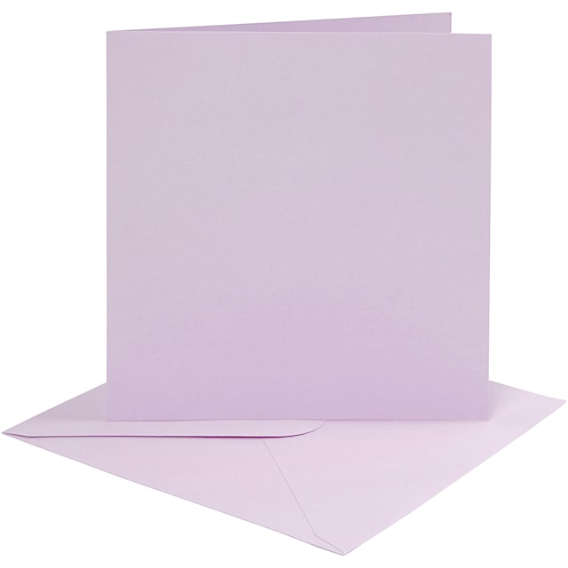 Tuotekuva 1 - Korttipohja-/kirjekuoripakkaus, kortin koko 15,2x15,2 cm, kirjekuoren koko 16x16 cm, 210 g, vaaleanvioletti, 4 set/ 1 pkt