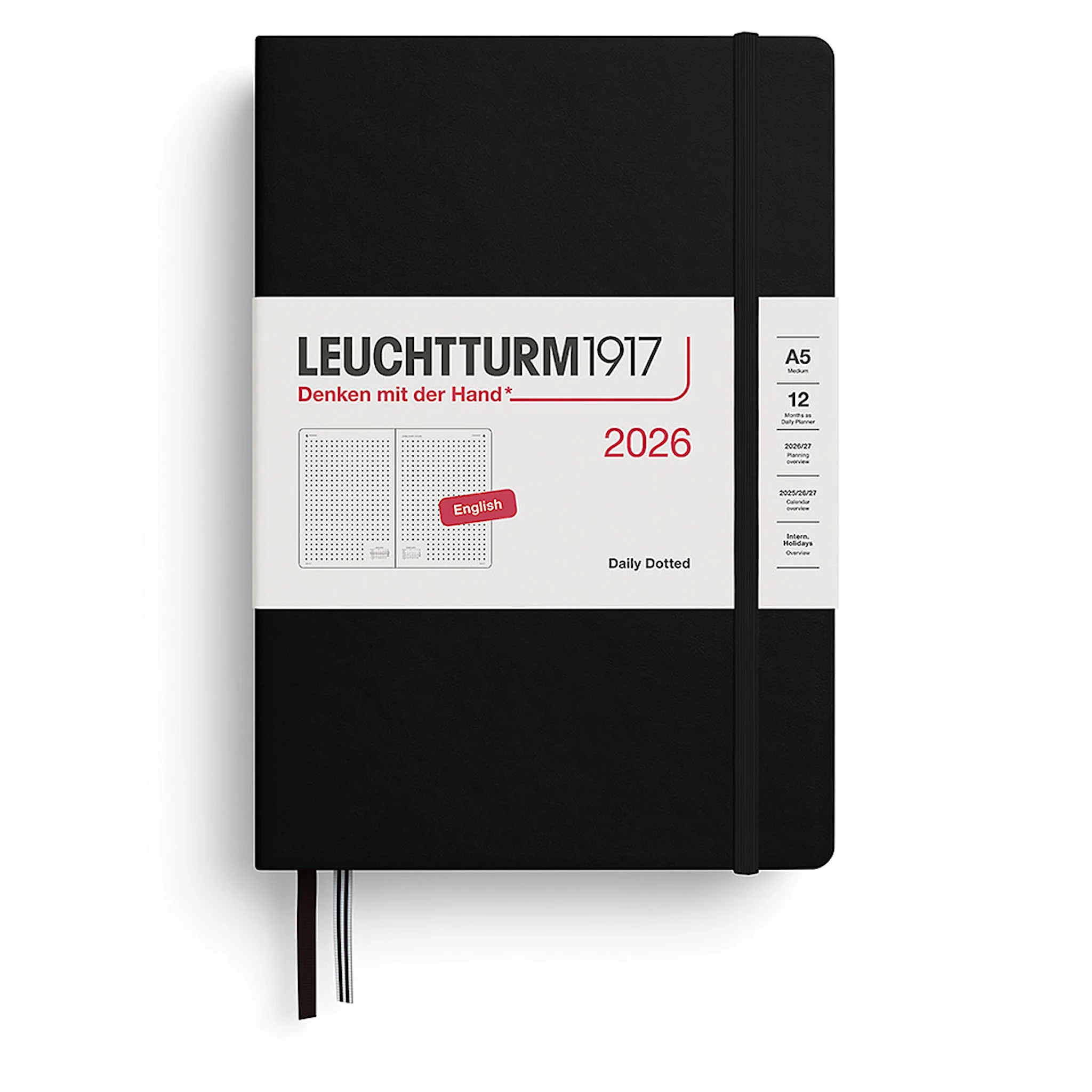 Tuotekuva ille Daily Planner 2026 A5 Dotted Black Leuchtturm1917