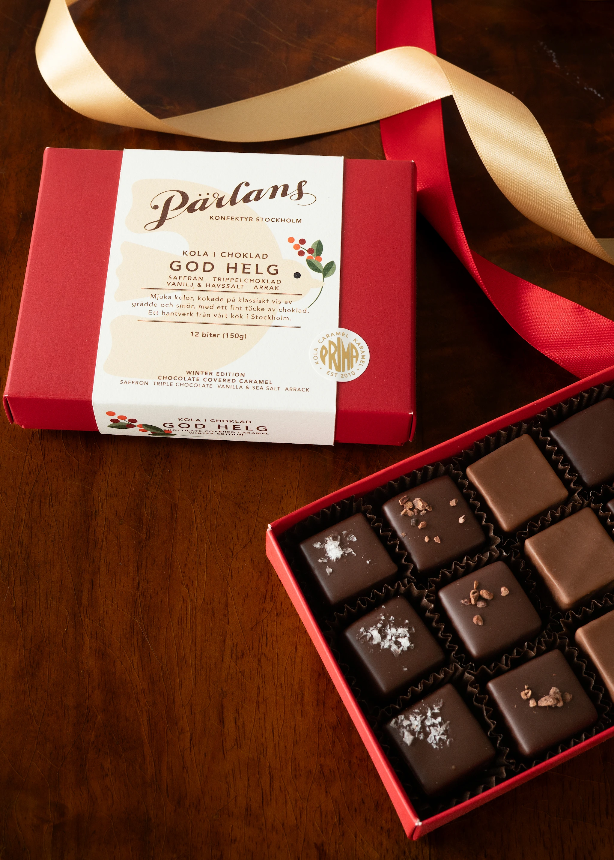 Produktbild för God Helg 12 bitar choklad doppade kolabitar 150 g, Pärlans Konfektyr