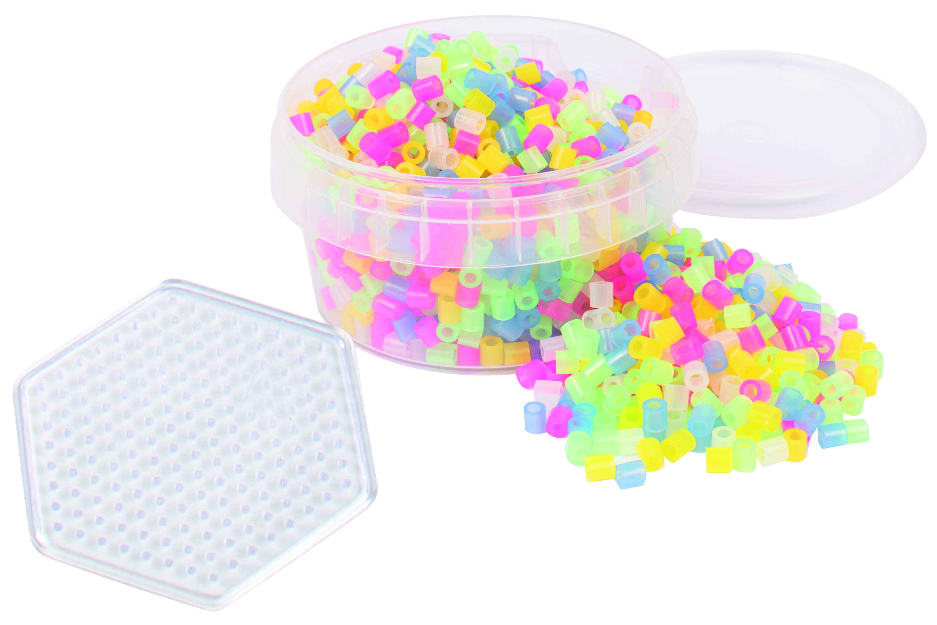 Rörpärlor Transparent 1000 st, Burk Med Platta Playbox