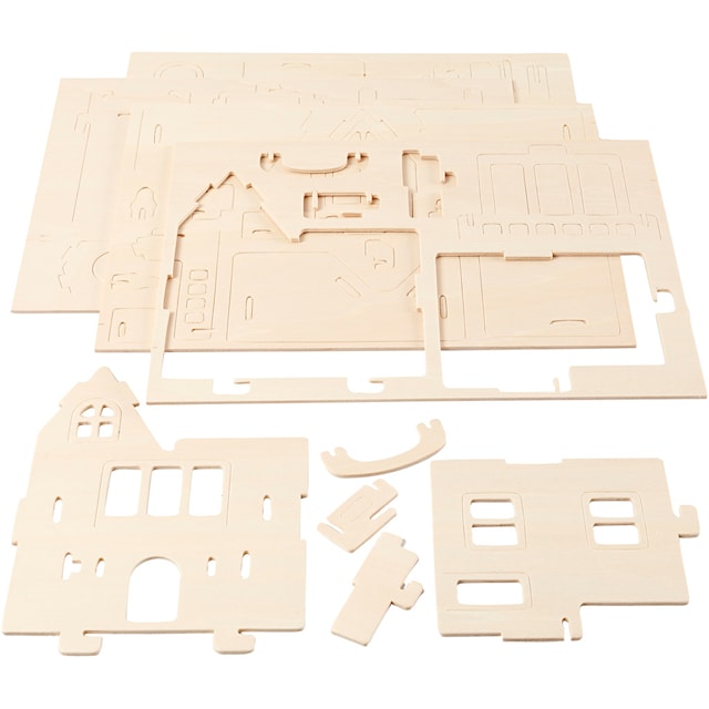 Tuotekuva 5 - 3D-Palapeli, talo parvekkeineen, koko 15,8x17,5x19,5, 1 kpl