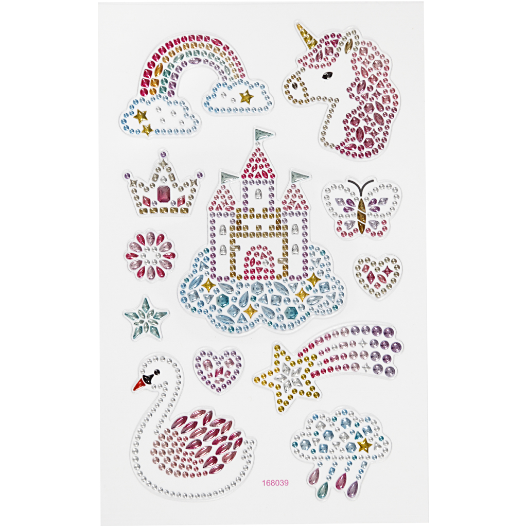 Diamond stickers, enhörningar, ark 10x16 cm, 1 ark