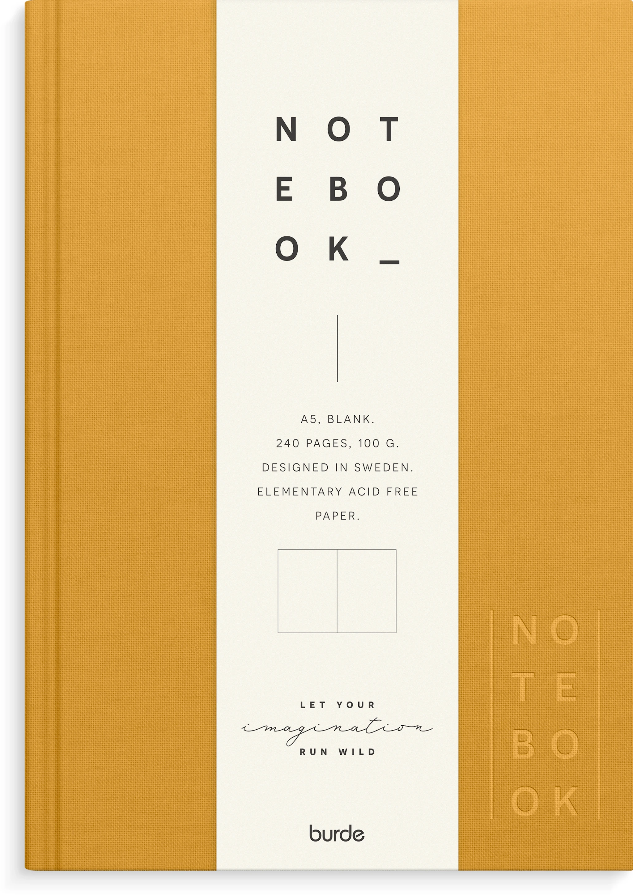 Tuotekuva ille Notebook Textile Mustard Blank A5 Burde