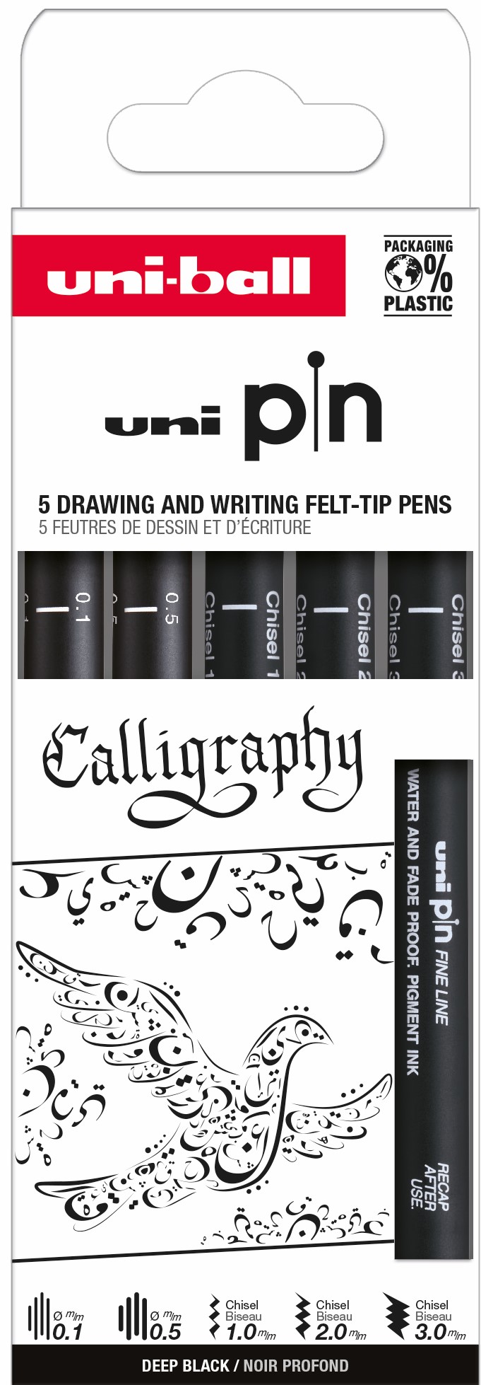 Fineliners Pin 200 Calligraphy 5-pakkaus Uni-Ball